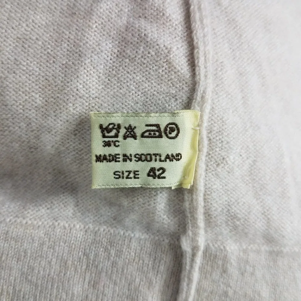Isle of Skye beige 100% Cashmere crew neck pullover tunic sweater women Large 42 - Picture 7 of 7
